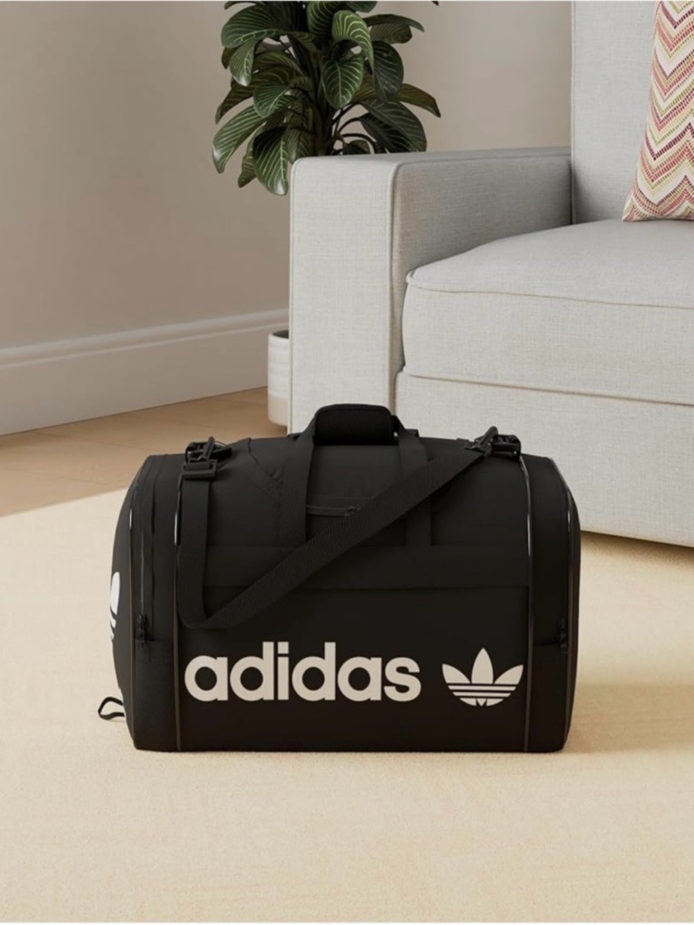 Adidas Black Original Unisex Duffel Bag - Classic Logo. See all Pics - Picture 2 of 7